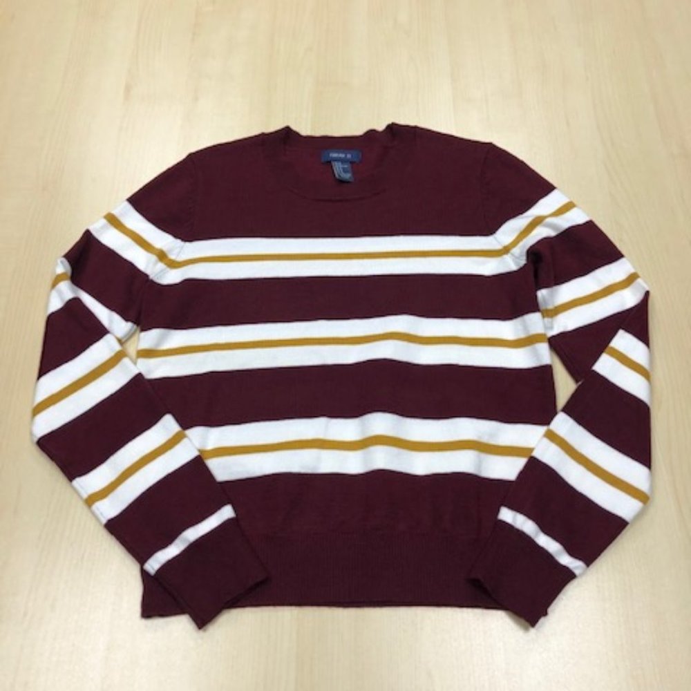 Forever 21 Maroon Sweater With Stripes Size Medium